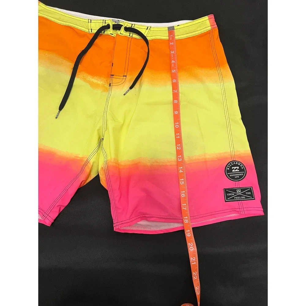 Billabong Platinum X PX3 Board Shorts Mens 36 Neon Orange Yellow Pink Gradient